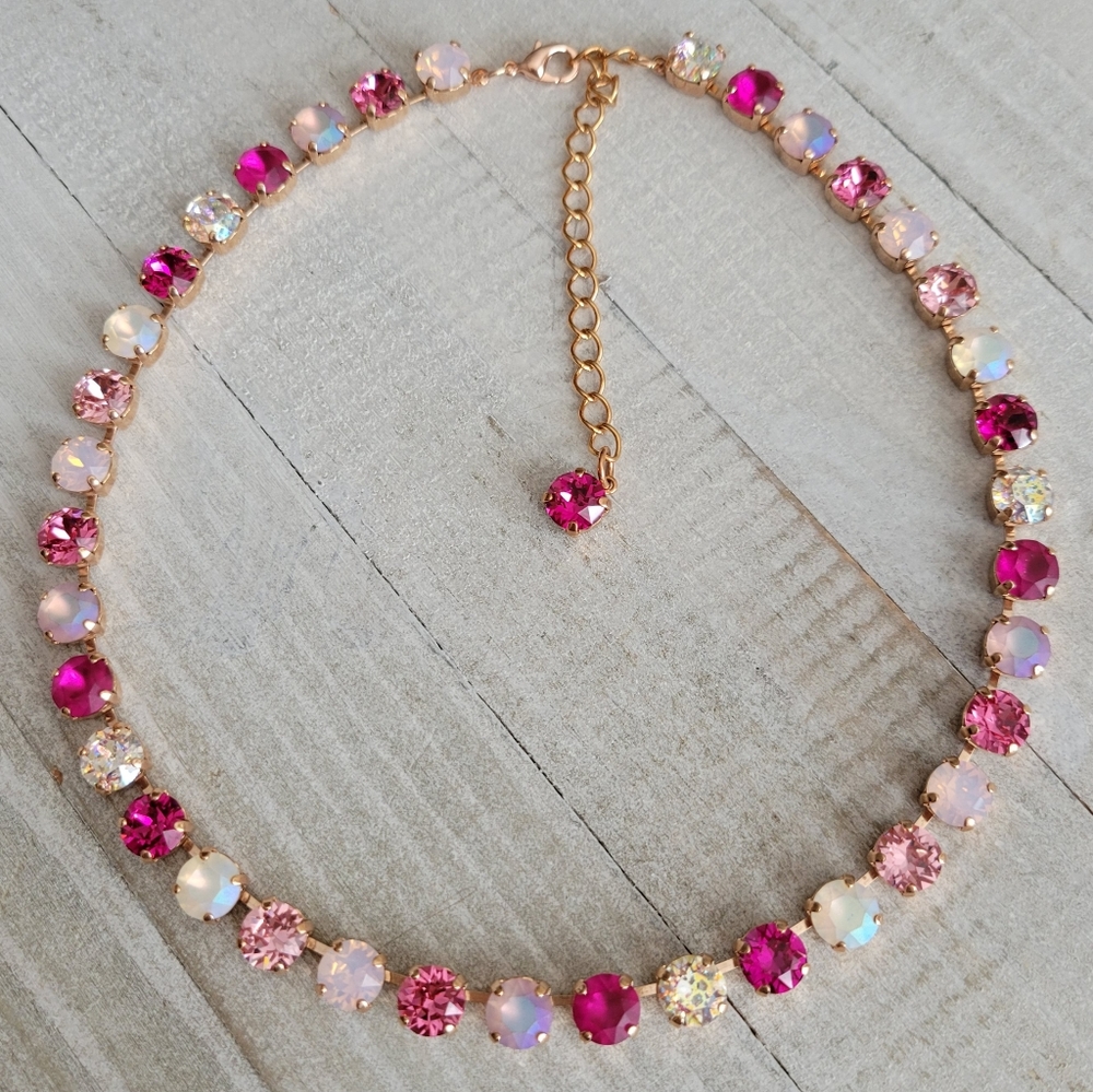 Austrian Crystal Necklace in Rose Gold
